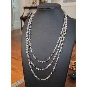 Monet Long Silver Tone Necklace Vintage